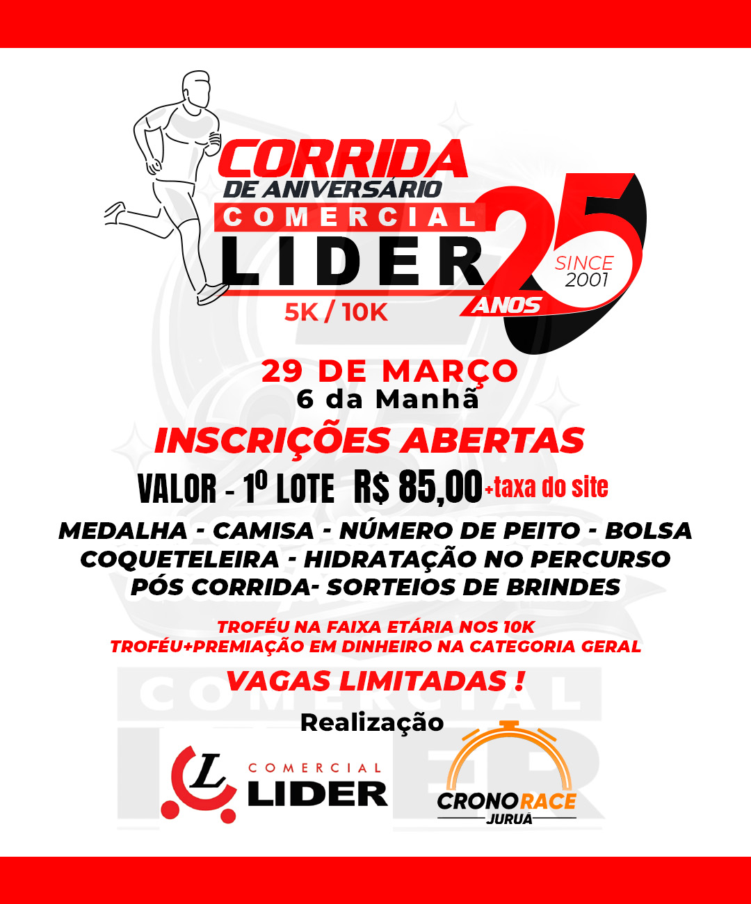 CORRIDA LÍDER 25 anos - Banner