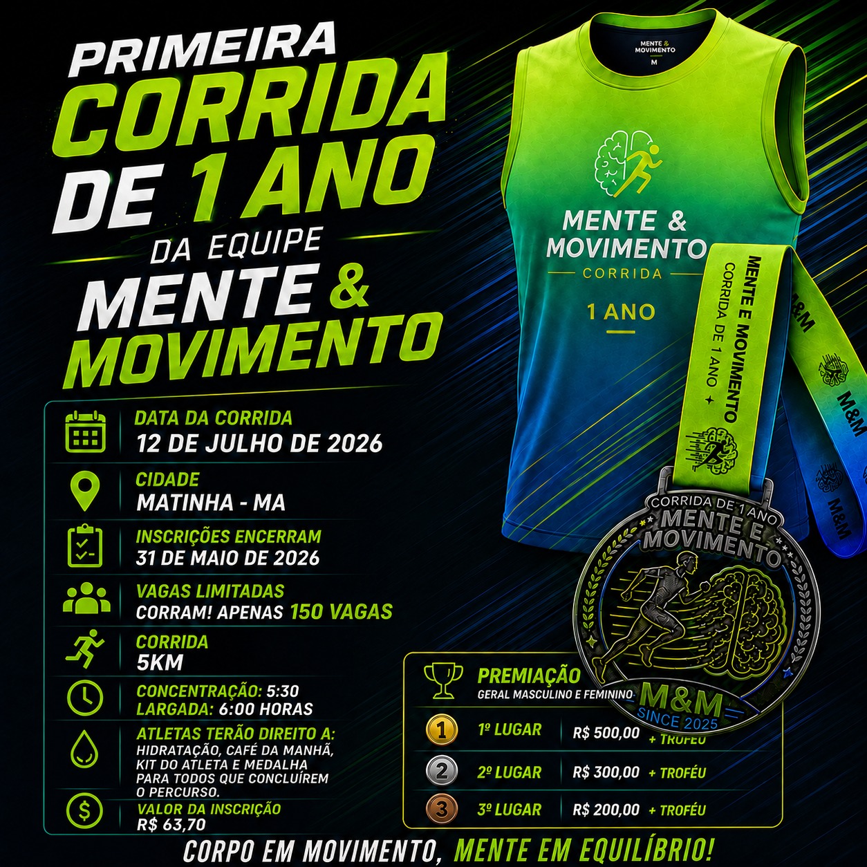 CORRIDA DE 1 ANO DA EQUIPE MENTE E MOVIMENTO  - Banner