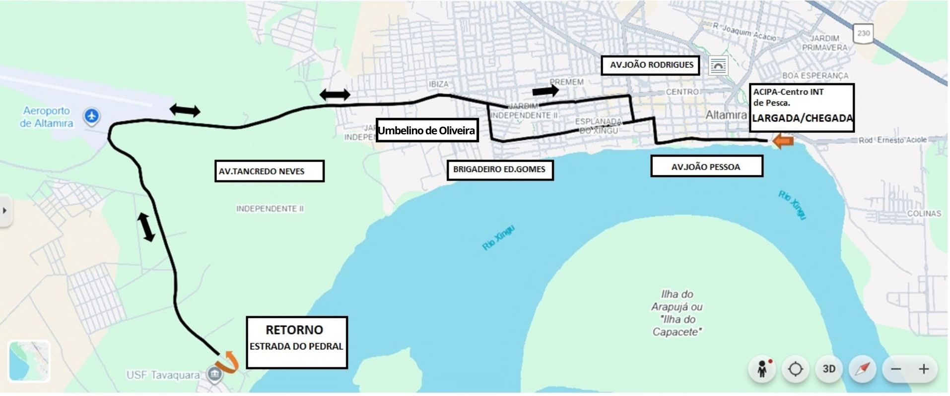 Imagem do Percurso - IV CORRIDA DAS FORÇAS ESPECIAIS