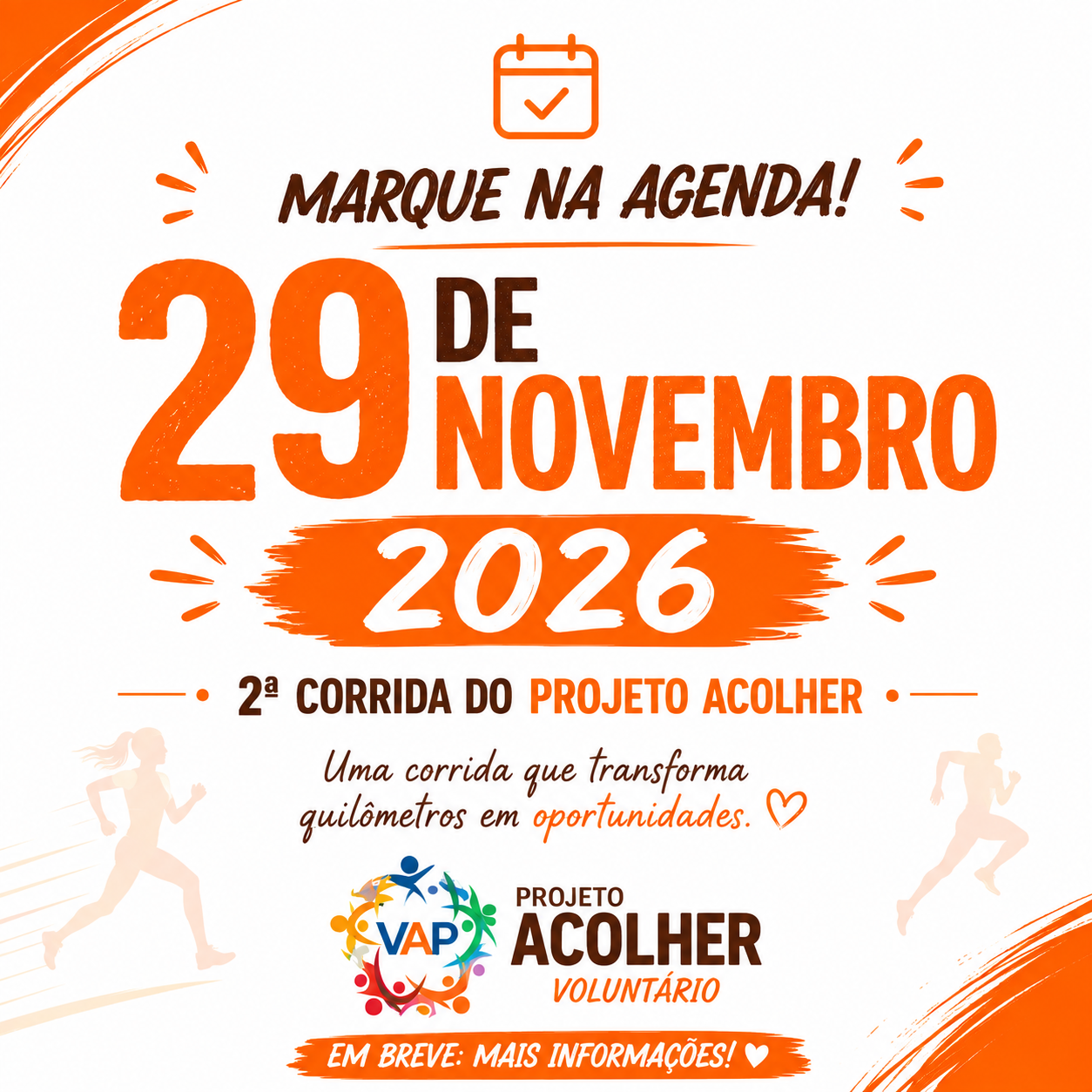2ª CORRIDA BENEFICENTE DO PROJETO ACOLHER   - Banner