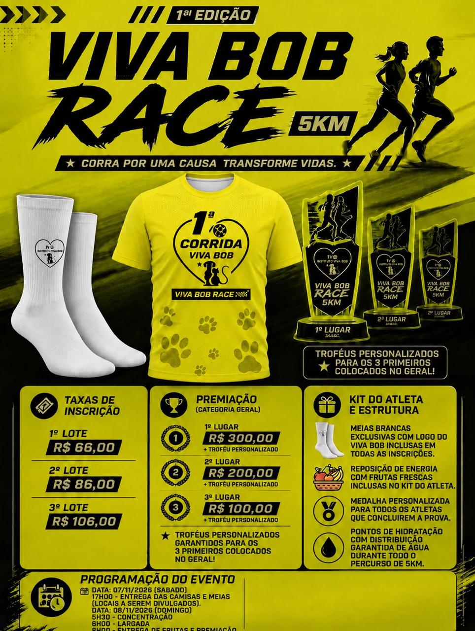 1ª EDIÇÃO CORRIDA VIVA BOB 5KM - Banner