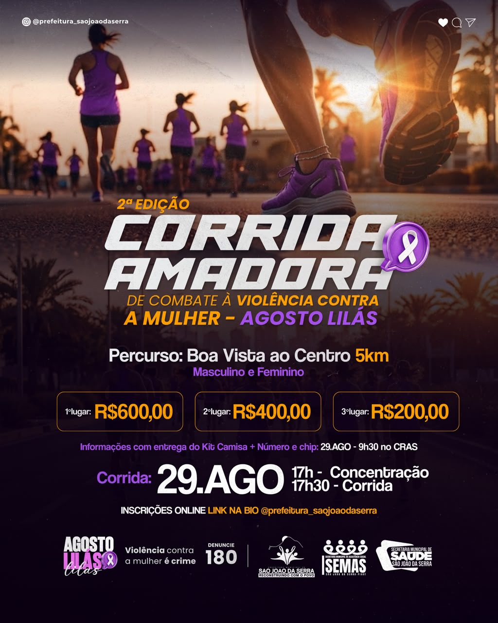 Corrida Amadora de Combate à Violência Contra a Mulher - São João da Serra (PI) - Banner