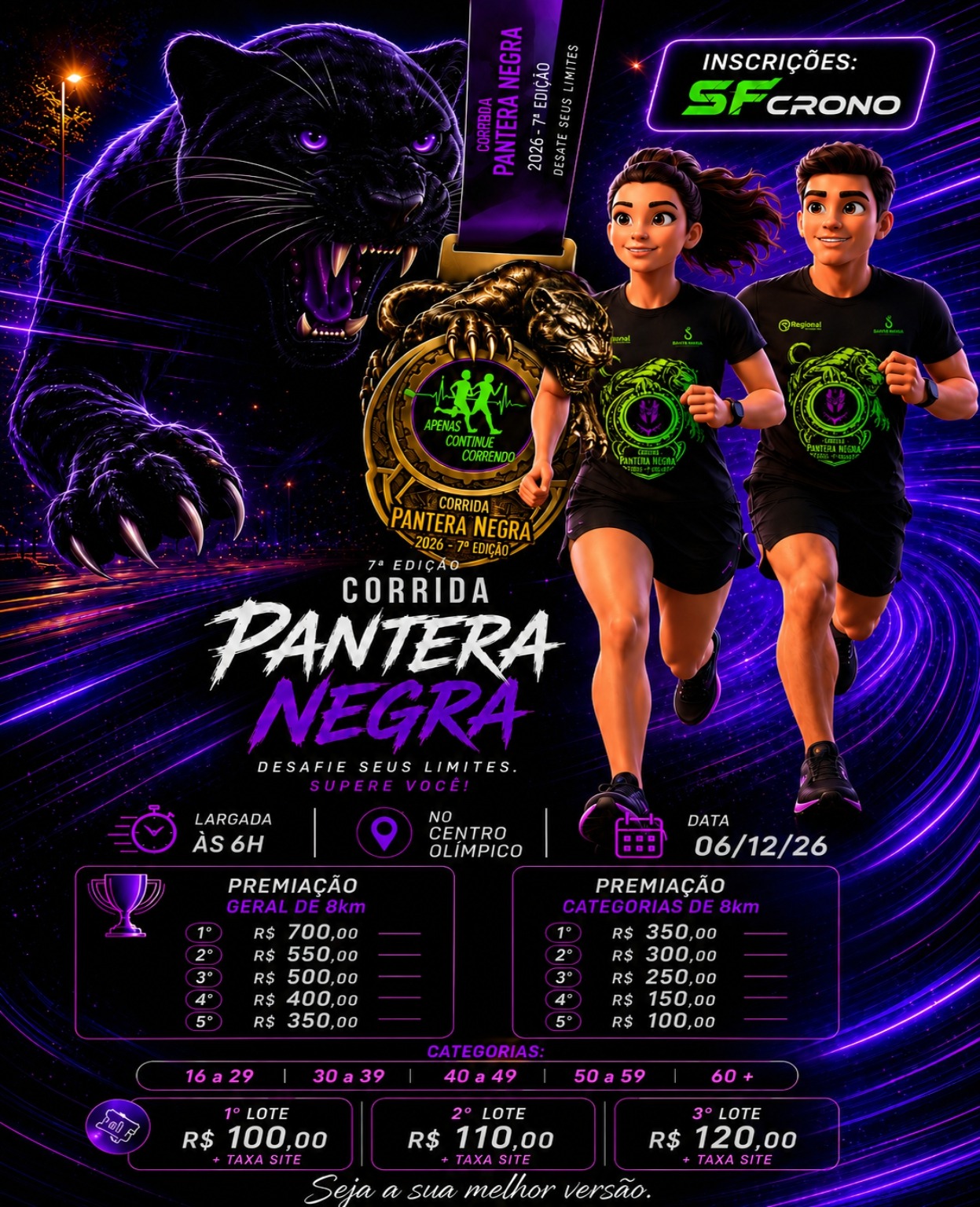 7 ª EDIÇAO CORRIDA PANTERA NEGRA 2026 - Banner