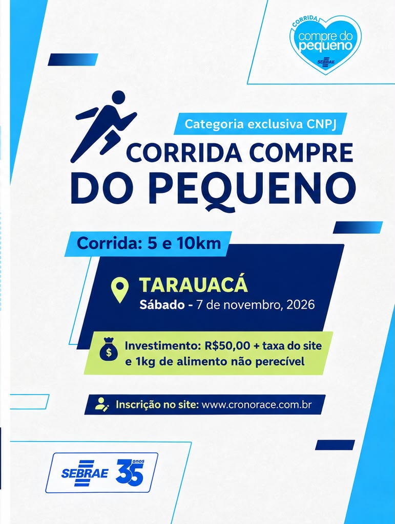 CORRIDA SEBRAE COMPRE DO PEQUENO - TARAUACÁ - Banner